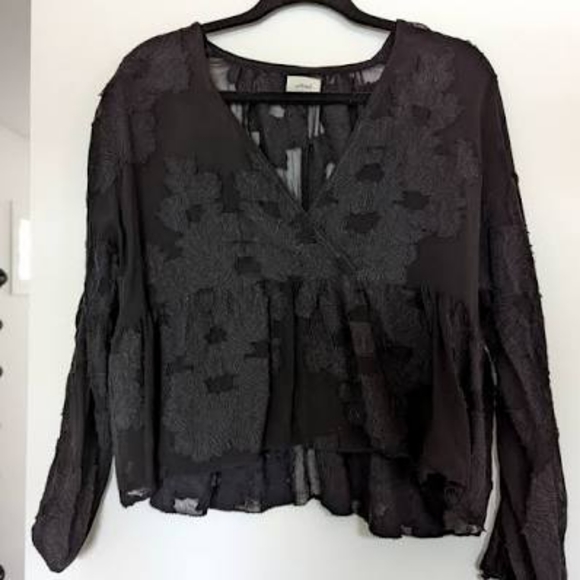 Aritzia Wilfred Semi-sheer Sugar Peplum Blouse XS - Picture 3 of 3